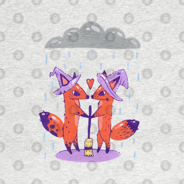 Fox Witches Getting Married in the Rain by narwhalwall